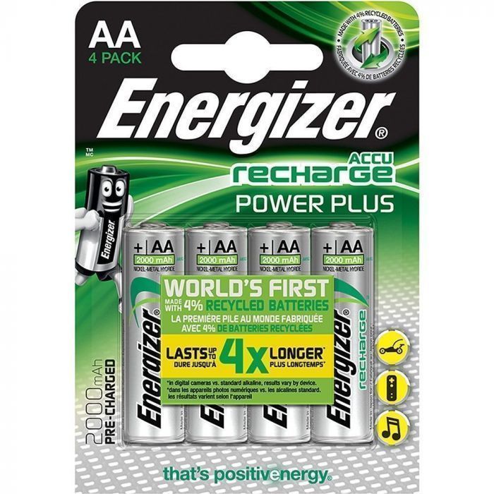 Piles Rechargeables AA HR6 2000mAh x4 Energizer - Mr.Bricolage