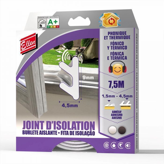 Joint isolation adhésif phonique/thermique 7,5m noir - ELLEN - Mr