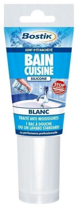 Mastic silicone joint bain et cuisine blanc 60ml - BOSTIK - Mr.Bricolage
