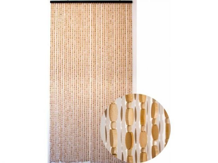 Rideau de porte en bambou et perles de bois 90x200cm MOREL - Mr.Bricolage