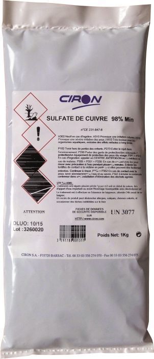 Sulfate de Cuivre PRODUIT DE BASE - Vétorino