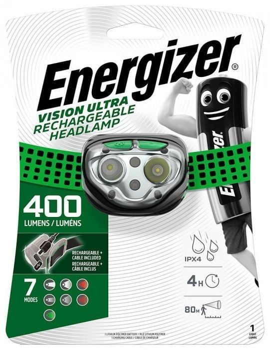 Lampe frontale rechargeable vision ultra energizer 400 lumens - ENERGY  SERVICE - Mr.Bricolage