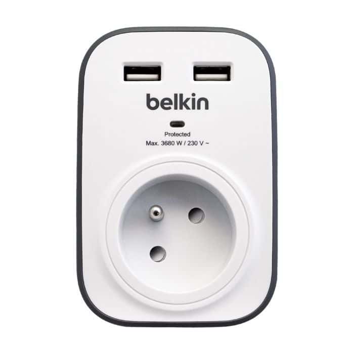 Prise parafoudre + 2 USB Belkin - Mr.Bricolage