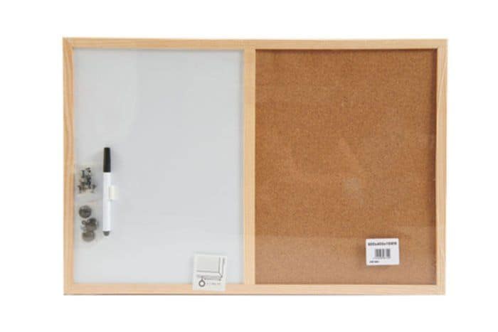 Tableau de liège avec cadre en bois + surface aimantée 40x60cm -  Mr.Bricolage