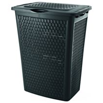 Panier à linge Country 50 L + couvercle noir - SUNDIS
