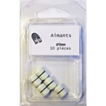 10 Aimants Ronds Ø0,9mm h0,6mm Blanc
