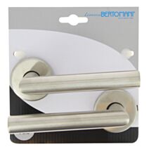 2 Poignées de porte Segur inox sur rosace finition brillant gris - LINEA BERTOMANI