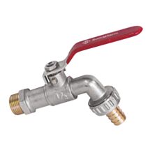 Robinet de puisage à sphère nickelé mâle 1/2 raccord au nez 3/4 poignée plate - SOMATHERM