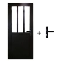 Bloc porte Atelier MDF noir 204x73cm poussant droite + poignée - GD MENUISERIES