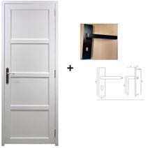 Bloc Porte Tamera Blanc H,204xL,83cm Poussant Gauche + Poignée - GD MENUISERIES