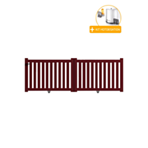 Portail alu coulissant motorisé ajouré en kit L.3xH.1,2m Rouge (RAL 3004) - PACKIT