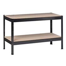 Etagère Métallique 2 tablettes en bois 150kg/niveau 43 x 120 x 40 cm Noir - SCHULTE