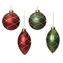 Boule de Noël verre rouge/vert/or Ø8cm - DECORIS