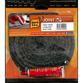 Joint noir Ø8 mm 2,50m + tube colle - PYROFEU
