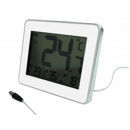 thermomètre avec sonde filaire intérieur/extérieur blanc - OTIO - Mr. Bricolage
